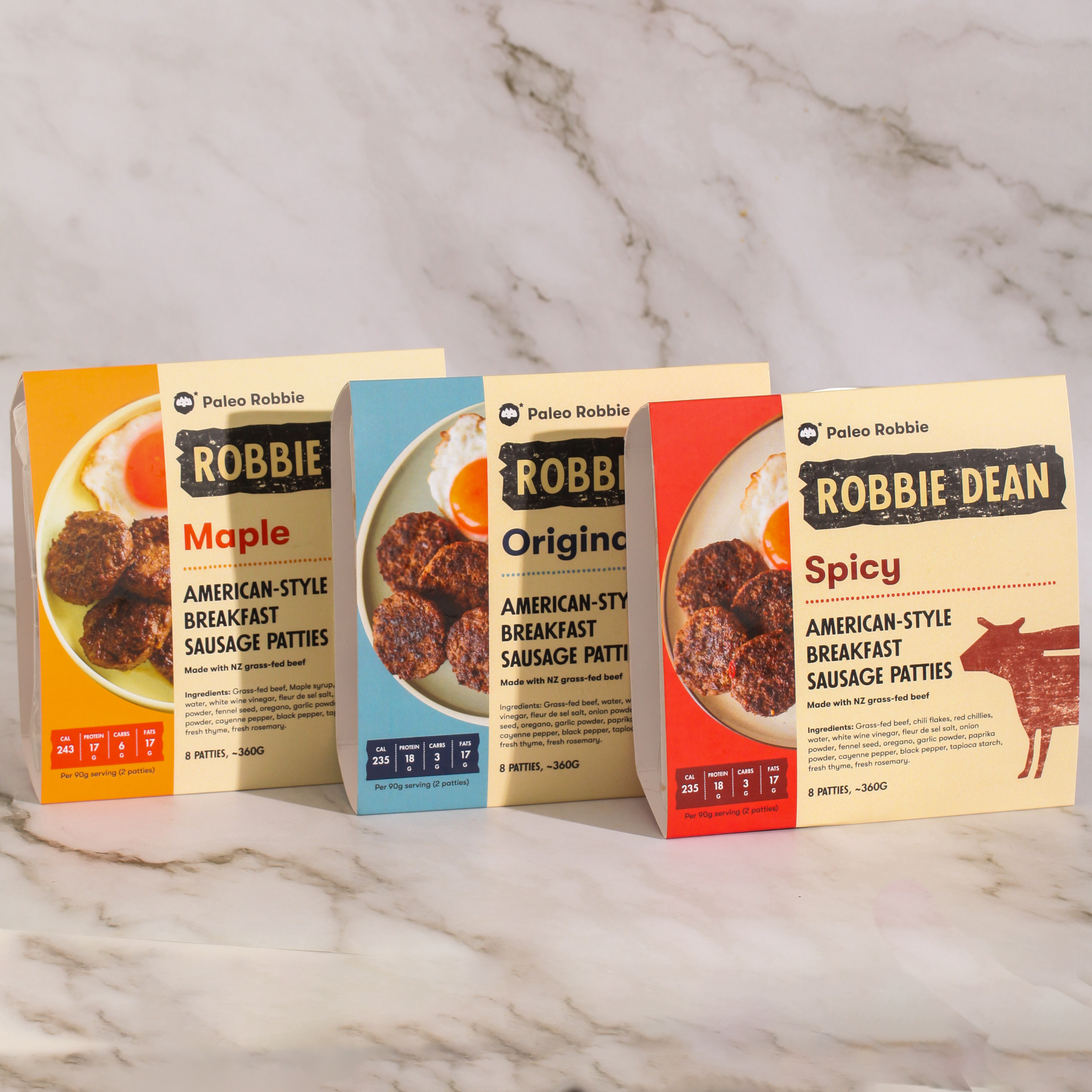 Maple American-style beef sausage breakfast patties